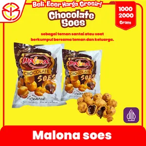 Malona Soes Coklat - Camilan Kering Premium dengan Cita Rasa Coklat - Chocolate, Manis, Cemilan Cokelat Snack Food Makanan