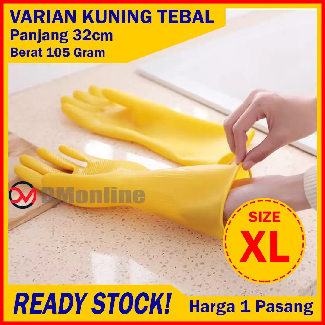 (6 Varian) Sarung Tangan Karet Lateks Tebal 1 Pasang / Household Latex Handglove / Sarung Tangan Cuci Cleaning