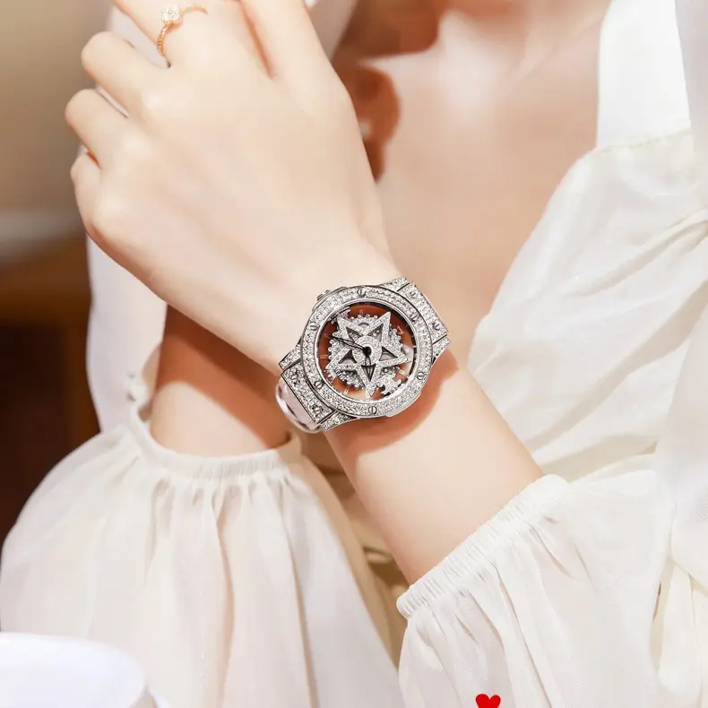 OLEVS #9938 New Arrival Fashion Stylish Women's Watches Full Rhinestone High Quality Waterproof Genuine Leather Strap Quartz Women Student Ladies Wristwatch Gift for Female