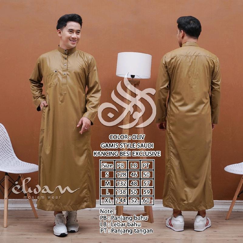 BUSANA MUSLIM GAMIS / JUBAH PRIA JAHITAN SAUDI PUTIH,HITAM, BIRU MUDA, NAVY, TOSCA, HIJAU TUA,KUNYIT, OLIVE, ARMY, MARON, SAGE, ABU TUA, SILVER, COKSU, GAMIS MADINAH, MADAD, JAMAL, THOBA, ADAM, ASTRO SIZE S,M,L,XL 3