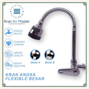 Kran Air Kran Angsa Fleksible Kran Wastafel 2 Model Kepala Besar Keran Dapur Tahan Karat Khrom Cuci Piring Kran Sink kran  pencet core kepala  kran saringan kran air air keran