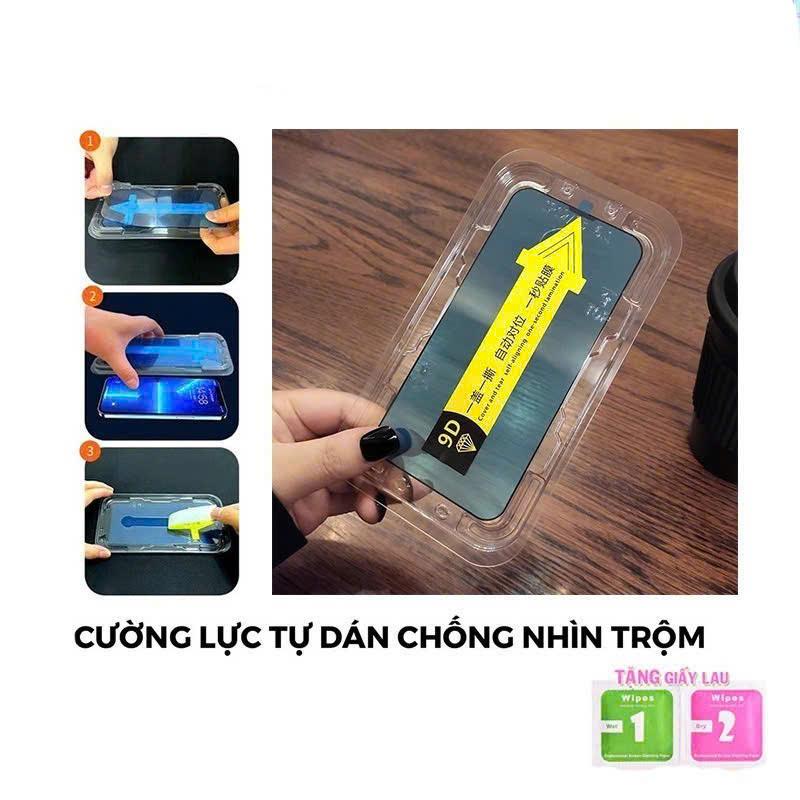 Kính Cường Lực Iphone Khung Tự Dán Chống Nhìn Trộm ip 7plus 8plus X Xs XsMax Xr 11 12 13 14 15 16 17 Plus pro proMax