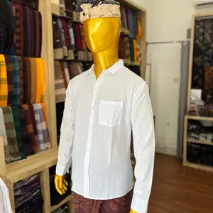 Kemeja Line Slub Kerah / Kemeja Putih / Kemeja Serat