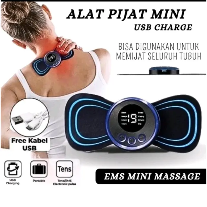 Alat Pijat Punggung EMS leher Kupu - Kupu Mini Portable elektrik Terapi pinggang Akupuntur Untuk Pegal Pegal