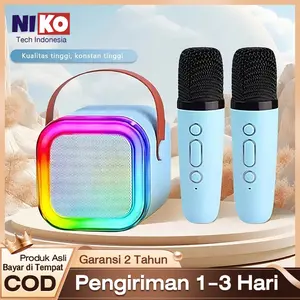 Speaker Bluetooth Set K12 LED Karaoke Super BASS Mic Portabel Microphone Karaoke Rumah Musik Box Set HIFI Full Bass Stereo Bluetooth 5.3 Speaker Home Family KTV Set
