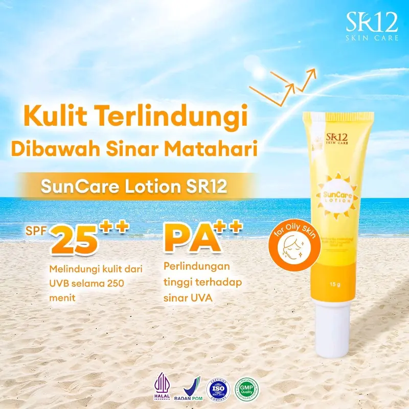 Suncare Lotion  dan Sunblock SR12 Original Cream Pelindung Kulit Wajah Dari Sinar Matahari BPOM SPF 30 - 15g - Extract 4