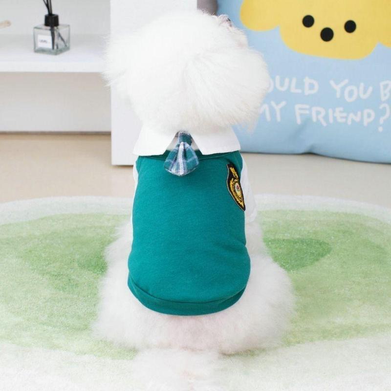 FUZOU Couples Dress Preppy Style Polyester T Shirt Skirt Pet Costumes Soft Comfortable Blue Dog JK Dress For Puppy Cat Kitten 8