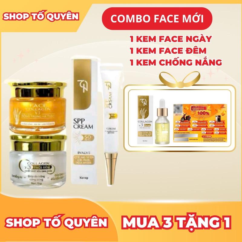 [Tặng Phiếu + Serum]Combo 3 sản phẩm Kem Face ngày 15g, Kem Face đêm 15g, Chống nắng 20g- Skincare