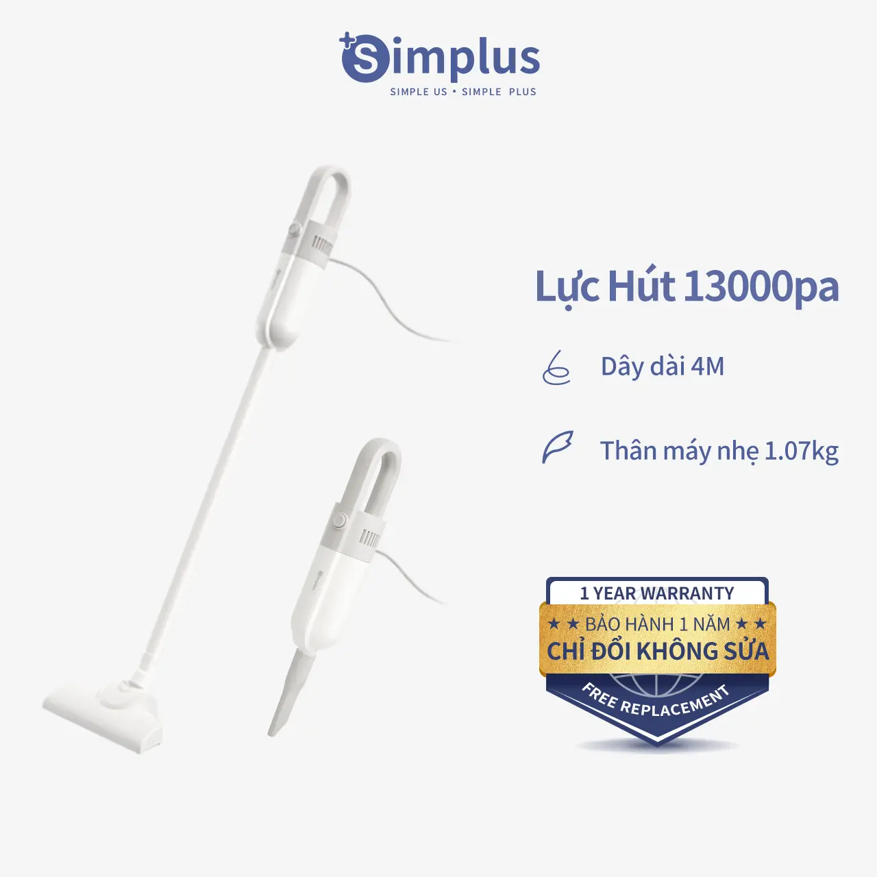 SimplusVN Máy Hút Bụi Cầm Tay Simplus Có Dây Lực Hút 13000Pa XCQH002 Bảo Hành 1 Năm Chỉ Đổi Không Sửa Làm Sạch nhà cửa