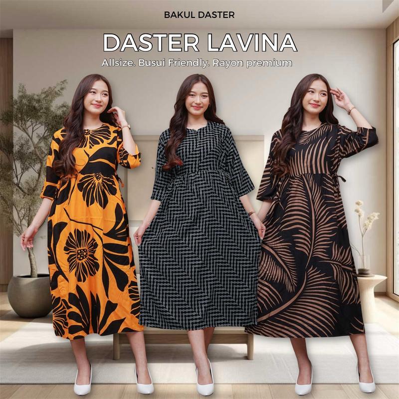 Daster CHIBI LAVINA Busui Resleting Depan Tali Kanan Kiri Daster Rayon Motif Lengan 7/8 Casual Wanita Dress Bumil 1