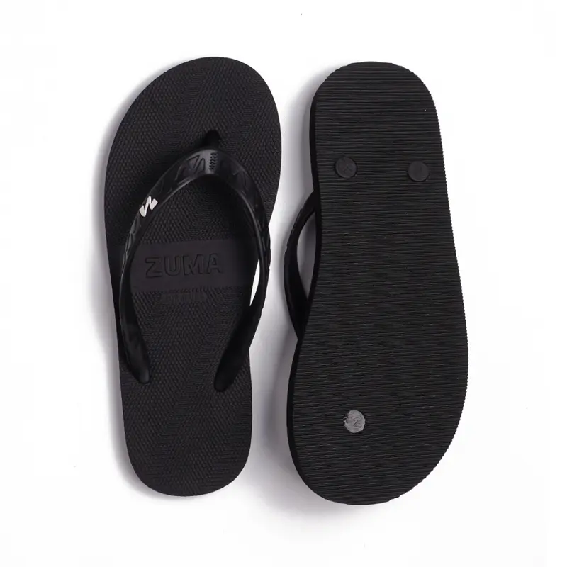 sandal Zuma Men Stripe 7 Black Brown, Sandal Jepit Pria Karet Polos, Hitam Coklat 1