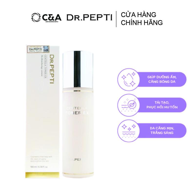 Nước Hoa Hồng Dưỡng Da Cấp Ẩm, Căng Bóng Dr.Pepti Centella Toner Ex 180ml dr pepti