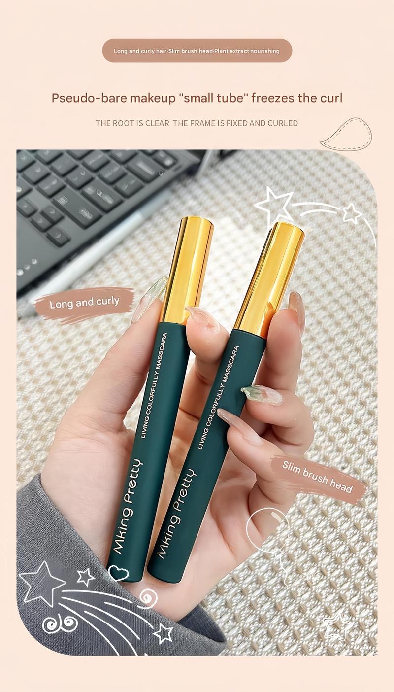 Product Introduction of Curl, slim, long and fixed makeup, small tube mascara, waterproof big eye makeup mascara, four colors available, 3D eye makeup effect 0