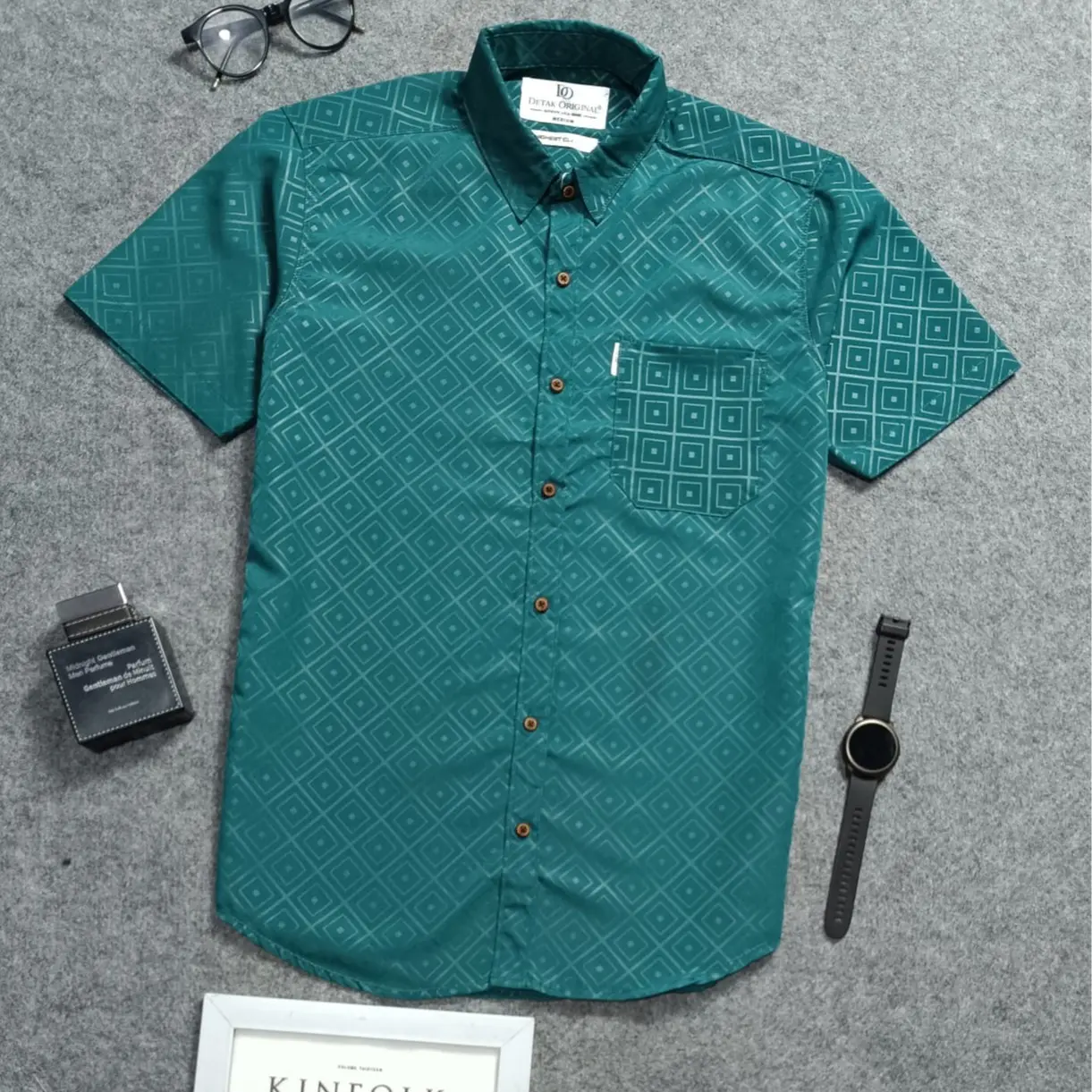 Kemeja Pria Lengan Pendek Motif DIAMOND Slimfit [TOSCA][HIJAU BOTOL][NAVY][PUTIH] Nyaman Katun Premium Baju Casual Basic Distro by Gudangkemejaid