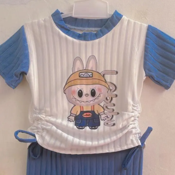 Baju Anak Labubu One Set Labubu Bahan Knit Hornet DTF Labubu untuk Anak Usia 2 sampai 11 tahun - OneSet Inez setelan 6