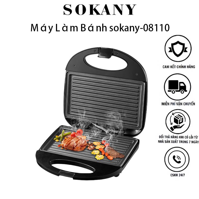 Máy Làm Bánh Kẹp Máy Nướng Máy Ép Bánh Mỳ Máy Làm Bánh Sandwich SOKANY 08110 Inox Máy Làm Sữa Pha Trà