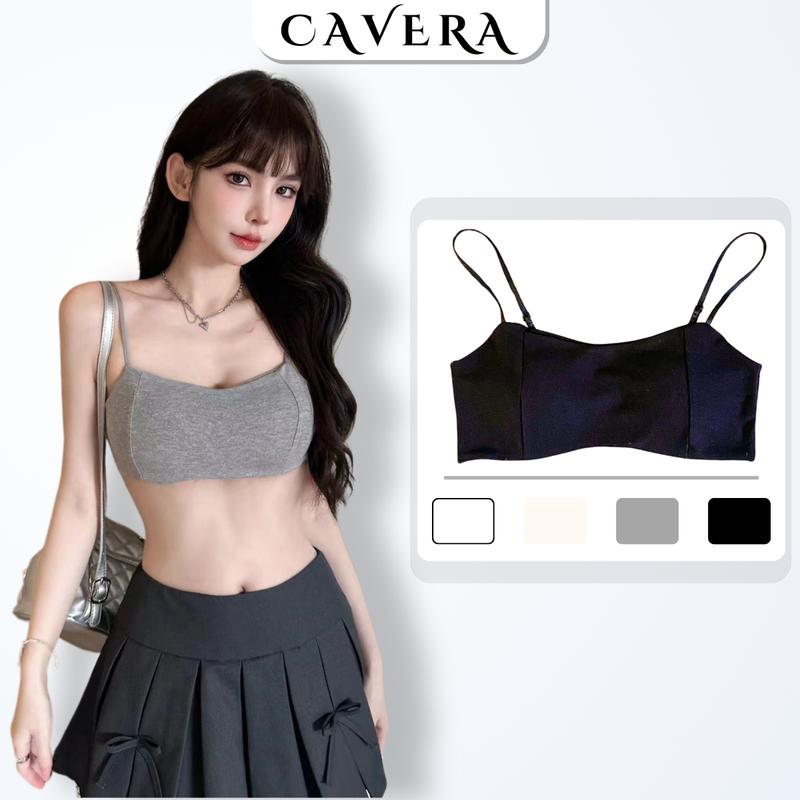 Áo Bra Nữ Cotton 2 Dây Mút Ngực Mỏng Không Gọng Mặc Tôn Dáng Thoải Mái , Áo Lót Màu Trơn Mềm Thoáng Ôm Ngực CAVERA Women B6155