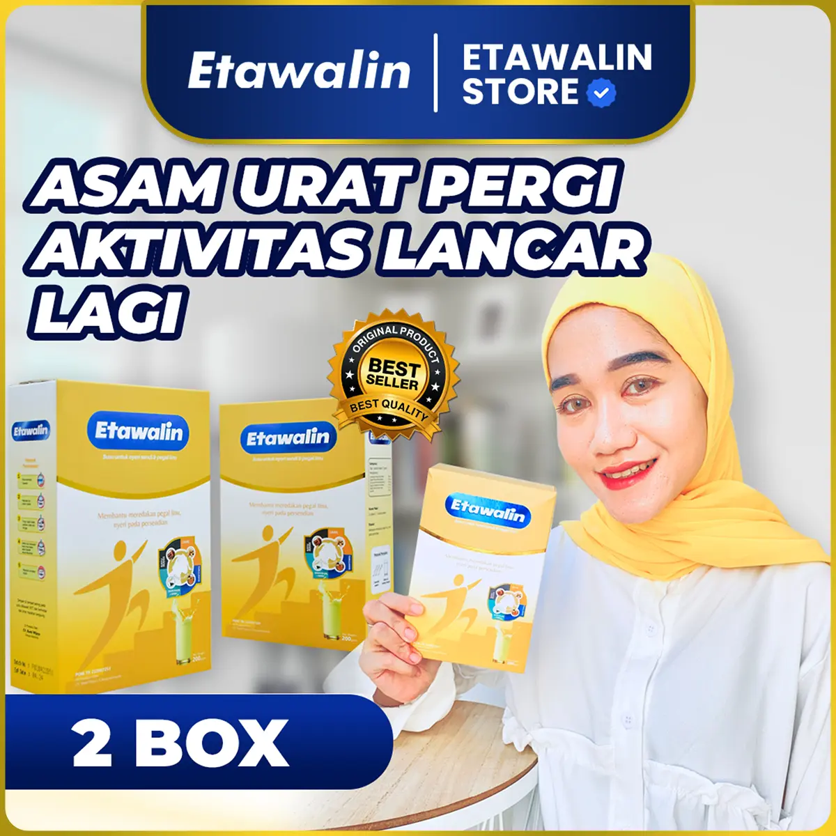PAKET 2 BOX II Susu Kambing Etawa Premium II Etawalin Original 200 Gram - Minuman Susu Asam Urat Manis Bubuk Bahan Dairy Milk Serbuk