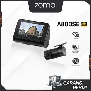 70mai Dash Cam A800SE Set 4K WI-FI 6 Super Capacitor Battery Voice Control Kamera Mobil 70mai dengan Kualitas Video 4K HDR