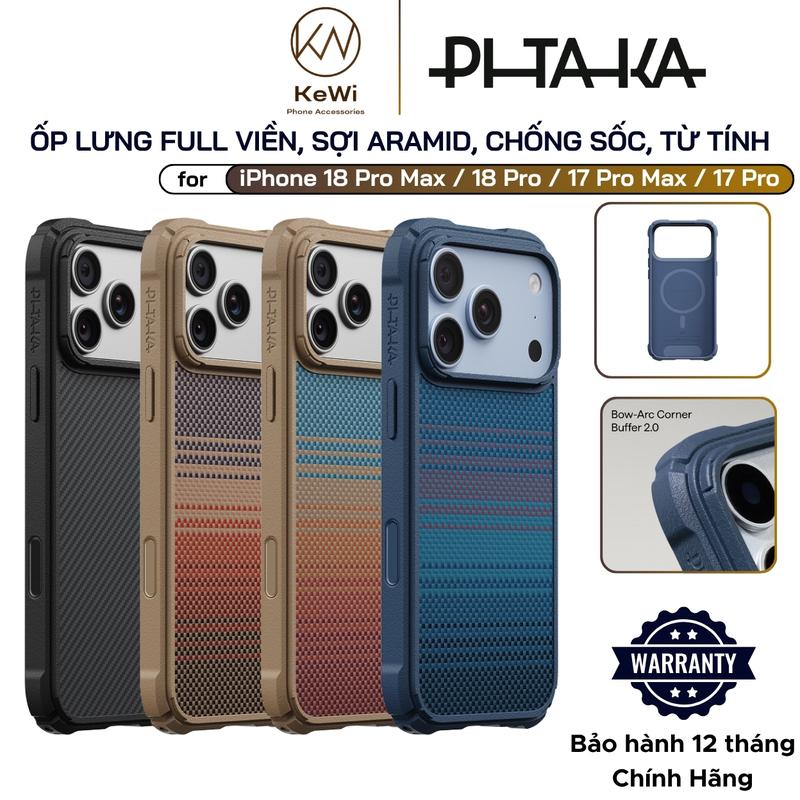 Ốp Lưng Pitaka Full Viền iPhone 18 Pro Max / 18 Pro / 17 Pro Max / 17 Pro, Cairn Case, Lưng Aramid, Chống Sốc