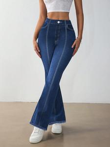 Mezclilla Vaqueros Acampanados Azul Para Mujer Jeans cintura alta tela suave y elástica ideal para estilos casuales y versátiles Pantalones vaqueros vaqueras mujer outfit