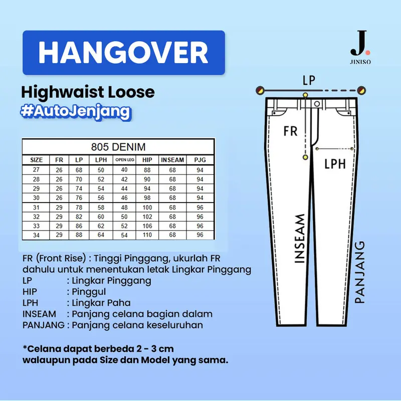 JINISO HANGOVER - 805 Loose Denim Celana Jeans Pria 1