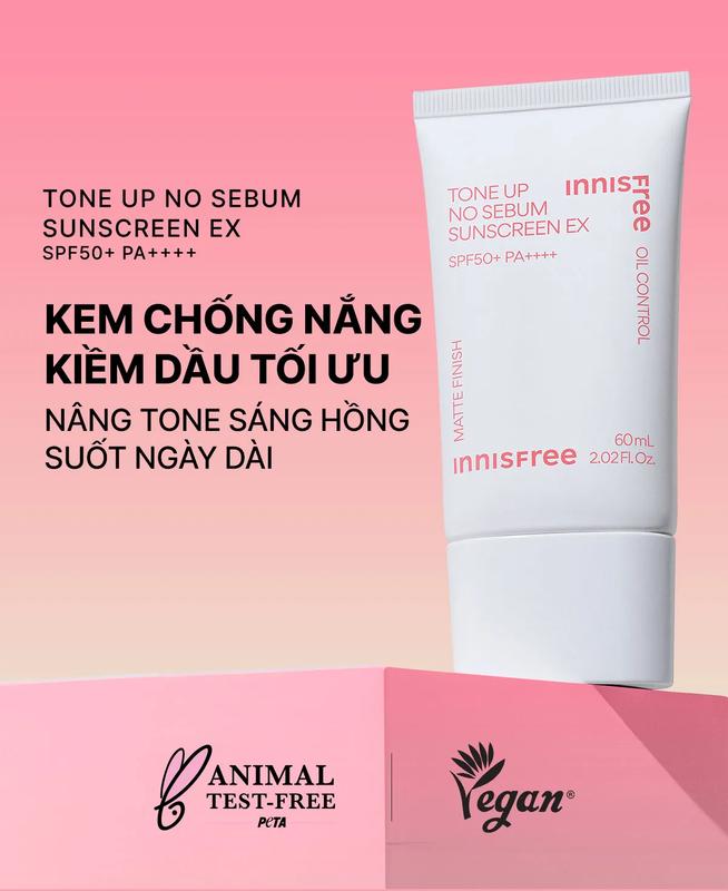 INNISFREE x TUN PHẠM Kem chống nắng nâng tông kiềm dầu INNISFREE Tone Up No Sebum EX SPF 50+ PA++++ 60mL