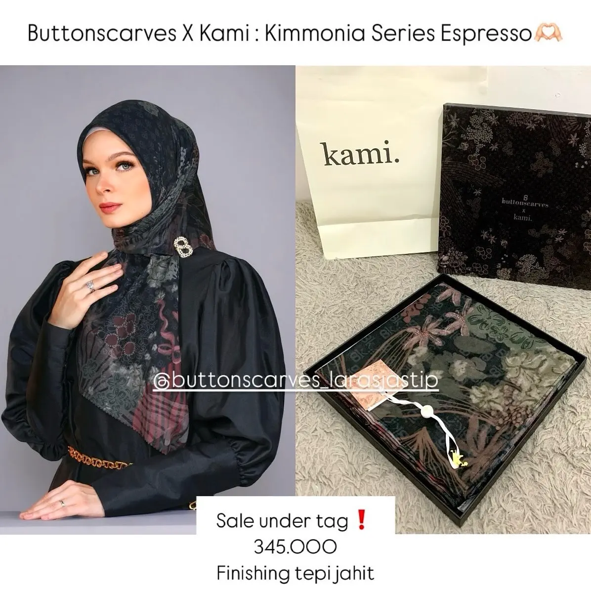 [READY STOCK] SALE UNDER TAG BUTTONSCARVES X KAMI : KIMMONIA SERIES ESPRESSO