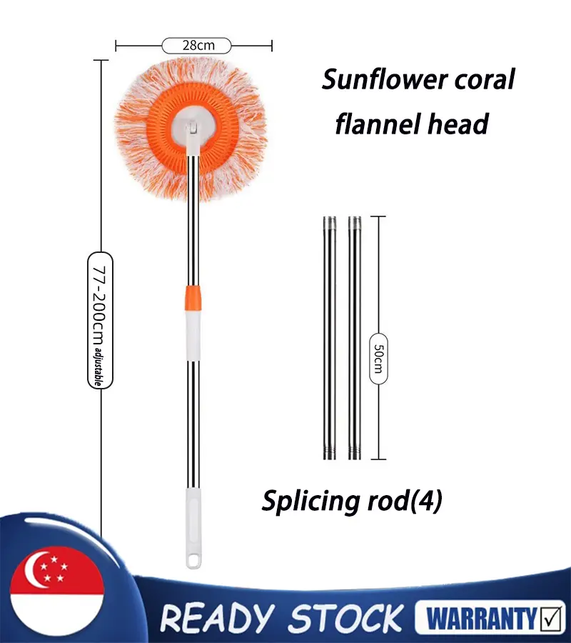 2024 NEW [in stock] Sunflower Mop Adjustable Telescopic Removable Washable Super Cilia Superfine Car Wash Mop Damp Duster Cleaning Pack
