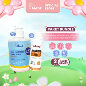 [Bundling hemat - 2PCS] LIORA Sun protection 40 SPF PA++++  200ML+ Glow and Clean Body Toner AHA 100ml l lotion Badan Perlindungan UV A UVB & Eksfoliasi Toner Badan Whitening perontok daki badak