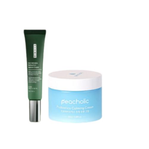  S39_ Combo A21_  DATE T3 2026  Kem dưỡng da DERM-A Anti-Wrinkle Retinol 0.3 Spicule Cream  Xanh lá  + M45_ DATE T12 2025  Kem Dưỡng Ẩm Chiết Xuất Ngải Cứu Và Lợi Khuẩn PEACHOLIC Probiotics Calming Cream 100ml Nữ Làm Đẹp Da 