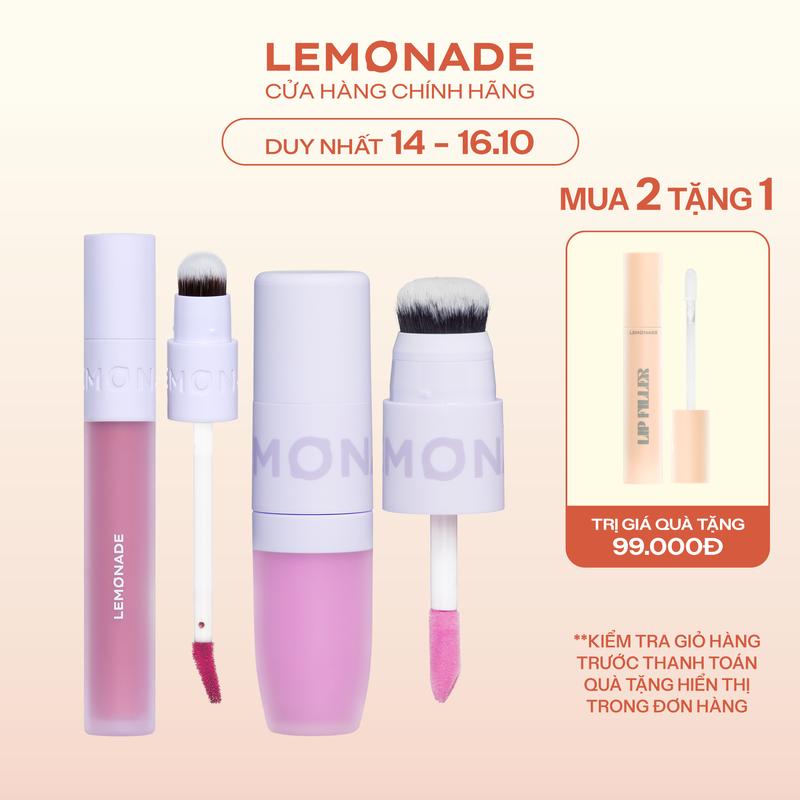 Combo Son kem mịn lì thuần chay Lemonade Perfect Couple 3.5g và Má kem mịn lì thuần chay Lemonade Perfect Couple Blush 8.5g