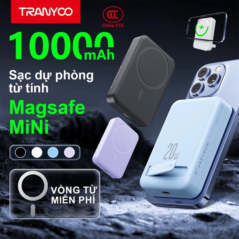   TRANYOO  Sạc Dự Phòng 10000mAh F25 Sạc Không Dây Magsafe Cho iP 12 13 14 15 16 Pro  Promax Hỗ Trợ Cáp Sạc PD20W Hấp Thụ Từ Tính Có Chân Đế Phụ Kiện Sạc Pin sạcdựphòng magsafe 