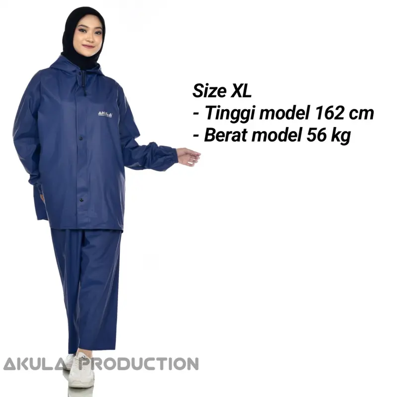 Jas Hujan Mantel AKULA Setelan Pria Wanita Tebal Elastis Bahan  Pvc Anti Rembes 5
