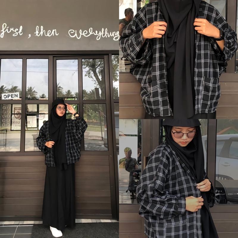 Outer Balon Flanel Outer Ballon Grid Oversize Cardigan 0