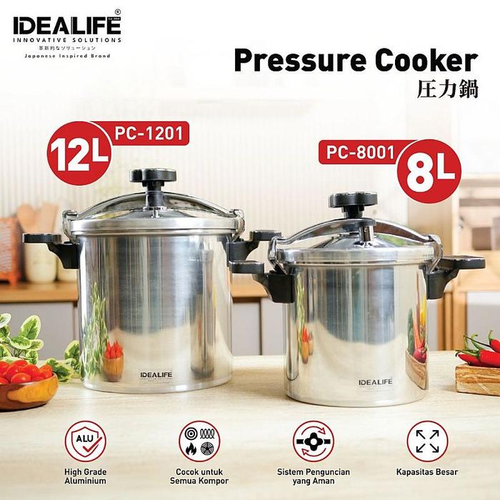 Gambar IDEALIFE - Pressure Cooker - Panci Presto (8.0Litre) - PC-8001 dari IDEALIFE ONLINE STORE Kota Administrasi Jakarta Utara Tokopedia