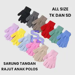 Sarung Tangan Rajut Polos Anak Random Cewe dan Cowo All Size TK dan SD