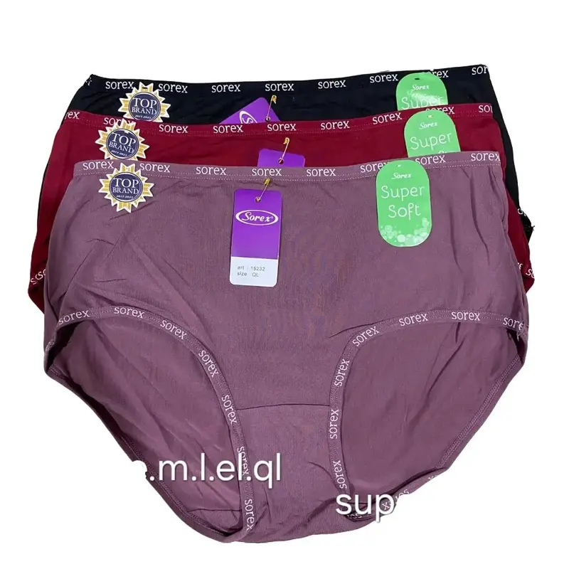 (3pc,6pc,12pc) Celana Dalam Wanita Sorex Basic Super Soft 15232 Cutting Midi Pendek Dewasa Karet Katun Stretch Lembut dan Nyaman 3