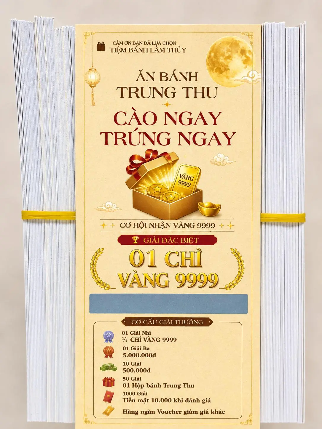 Thẻ cảm ơn trúng thưởng Lâm Thủy -Qùa tặng không bán