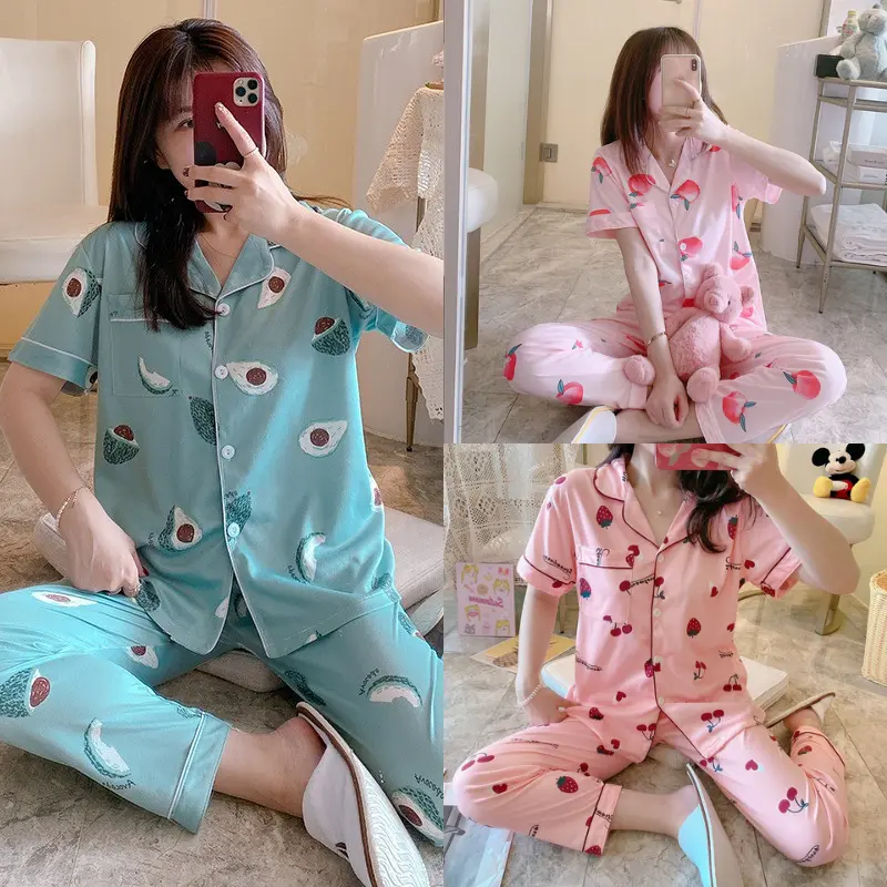 EMILY PIYAMA Baju Tidur Set Piyama Motif Buah Fit Lengan Pendek Celana Panjang Premium Pakaian Tidur Wanita Dewasa 0
