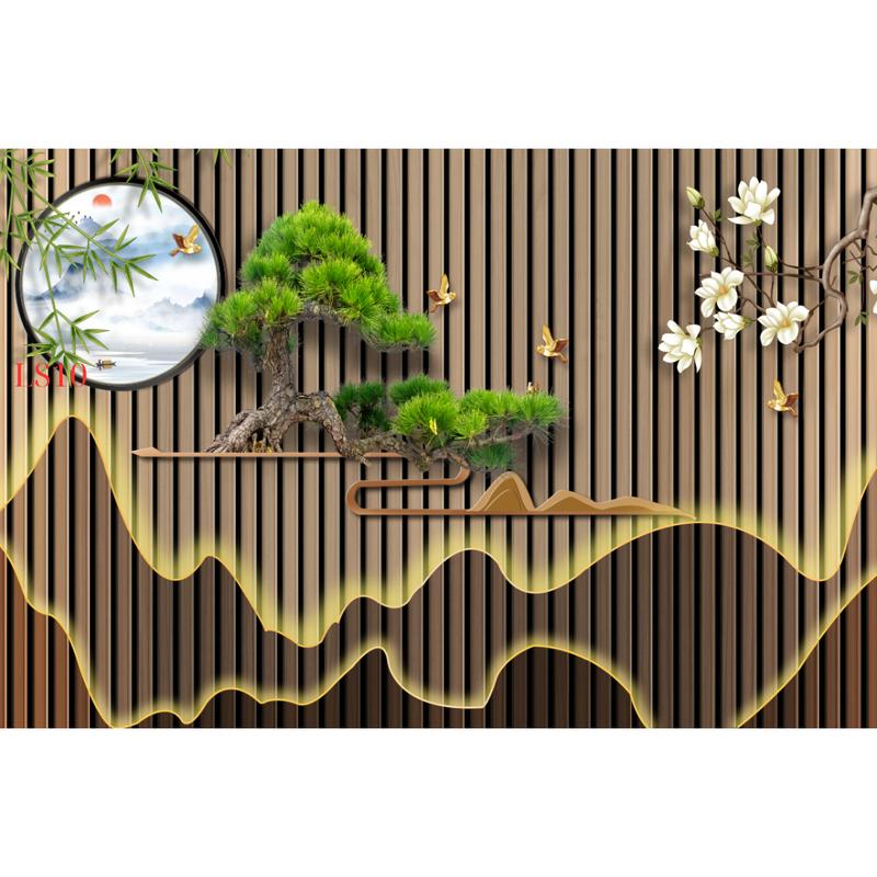 Tranh lam sóng phong cách hiện đại, tranh vải lụa 3D dán tường trang trí decor phòng treo tường