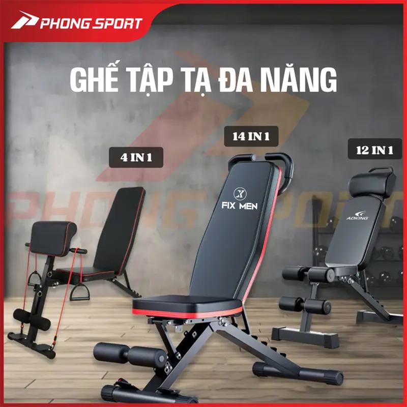  Ghế tập tạ tập gym đa năng Phongsport tích hợp nhiều bài tập cơ vai cơ lưng cơ tay GHE01 