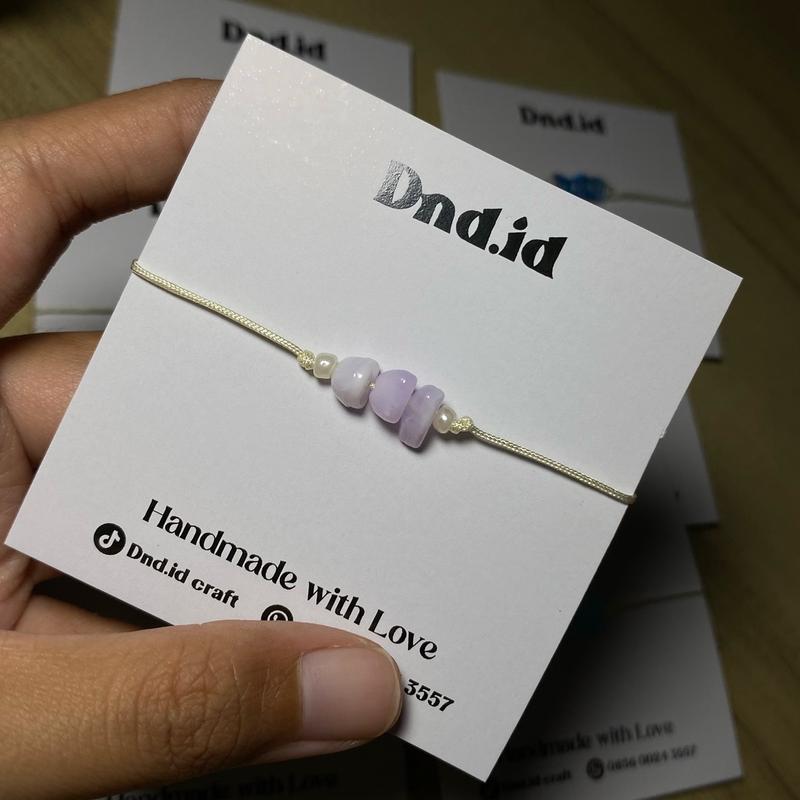 Gelang Serut Tali Giok Warna Ivory Manik Batu Elegan 8
