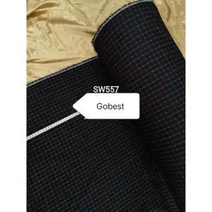GOBEST SW557-569 motif kain semiwoll motif baru tartan bahan kotak tr strech yarndyed harga per 0.5meter semiwoll