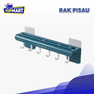 TOPMART - Rak Pisau Dinding Dapur Plastik Rak Gantung Dapur Multifungsi Rak Tempel Tanpa Bor Rak Dapur
