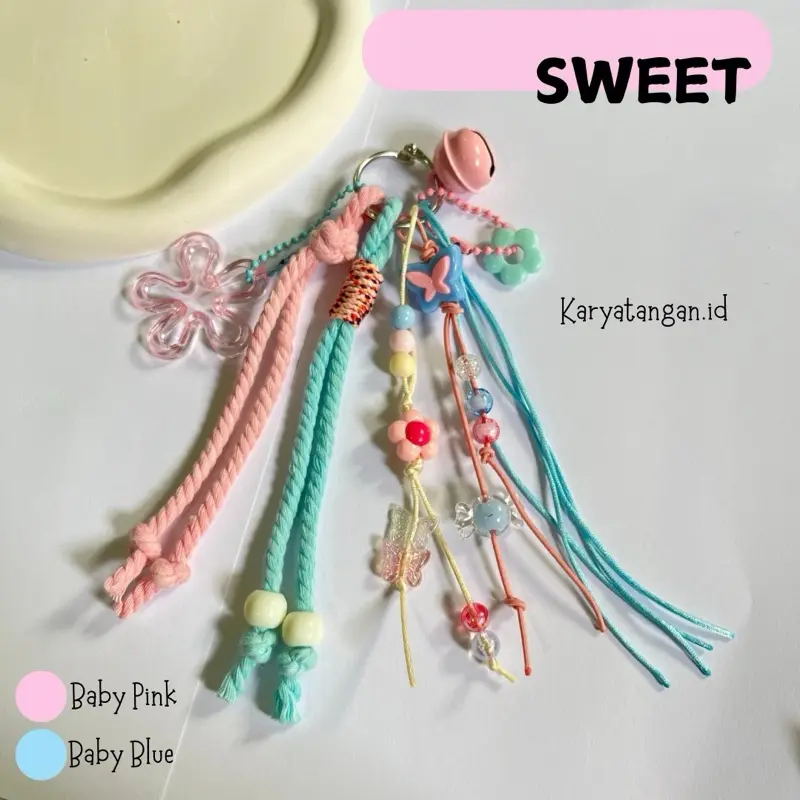 READY STOK Bag Charm Macrame Gantungan Kunci Lonceng Keychain Bel Lucu Ganci Aksesoris Pengait 1