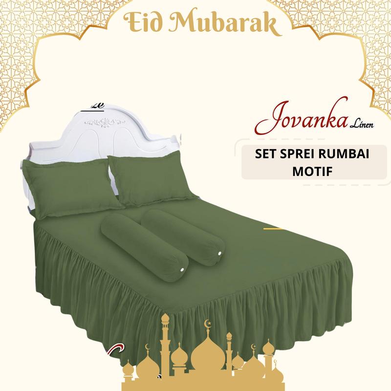 Jovanka Sprei Rumbai Set Polos Emboss Ukuran King 180x200x20 Dan Queen 160x200x20 Untuk Kasur Yang Elegant 0