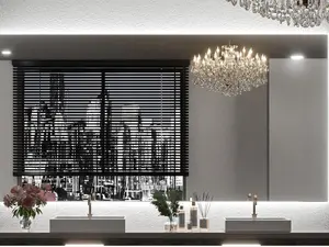 Cermin Dinding wastafel Kamar mandi Led Touchscreen Bentuk Kotak Tebal 3mm( Model Tanpa Led / Dengan Led / Led Touchscreen )