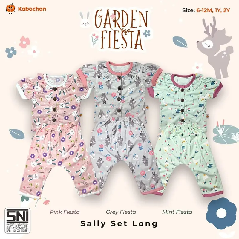 KABOCHAN baju bayi 3 pcs , DRESS BAYI 3 PCS  setelan pendek , setelan panjang , set evelyn size S M L LB XL 5