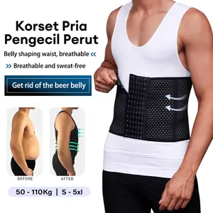 Best Seller Korset Pria Pelangsing Perut Buncit Kualitas Premium 13 Kait Original Bahan Stretchy Cocok untuk Olahraga Lari Yoga Gym Latihan Hitam S - 5xl